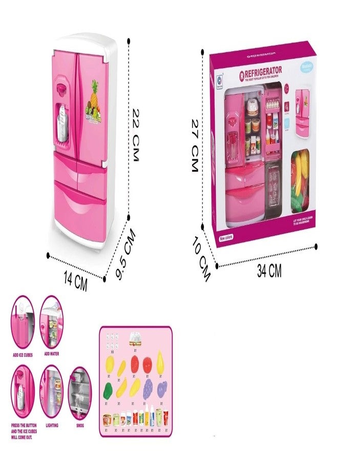 Plutofit Kitchen Toys Fridge Refrigerator with Ice Dispenser Ice Cubes Pretend Play Appliance for Kids, with Kitchen Playset Accessories Music, Light and Steam Function for Girls and Boys - Image 4